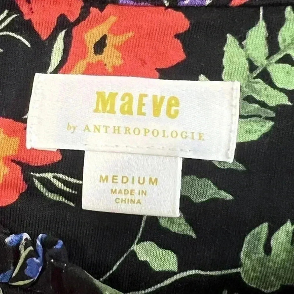 Women's MAEVE Anthropologie Jacquin Peasant Blouse Size Medium Black Floral - Picture 6 of 7